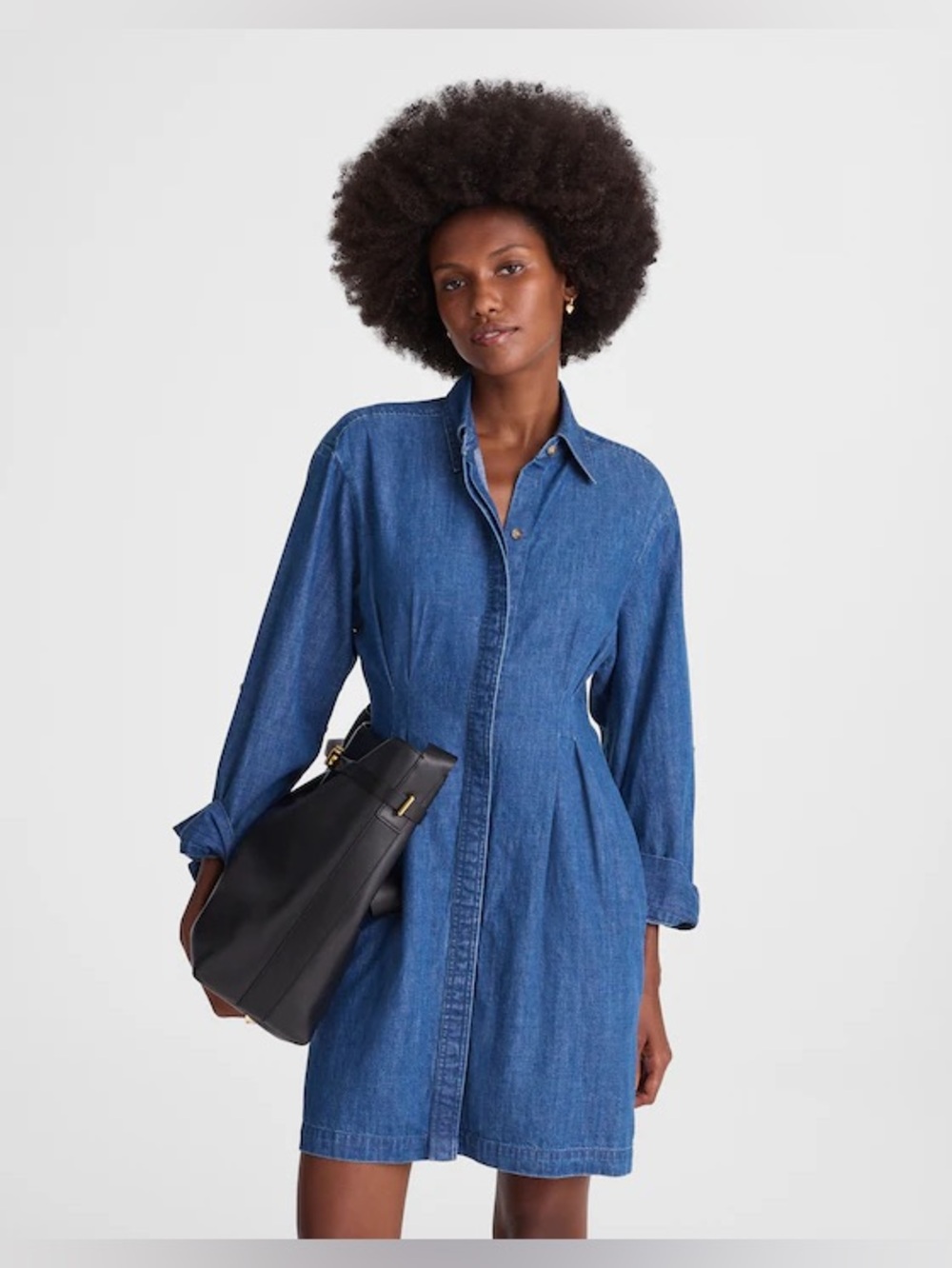 Madewell Denim Pleated Mini Shirtdress